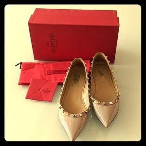 Valentino Rockstud Flats Sz 10/40 Beige